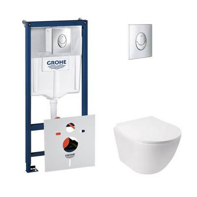 Будкрам купить Набор инсталляция 4 в 1 Grohe Rapid SL 38721001 + унитаз с сиденьем Qtap Jay QT07335176W