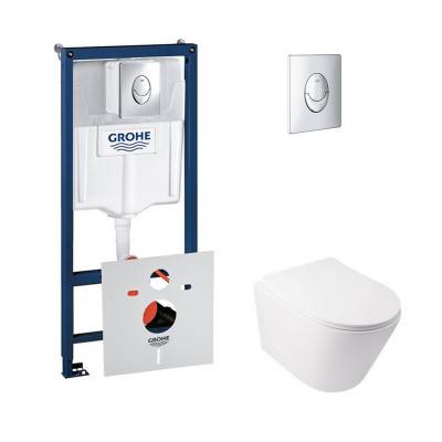 Будкрам купить Набор инсталляция 4 в 1 Grohe Rapid SL 38721001 + унитаз с сиденьем Qtap Swan QT16335178W