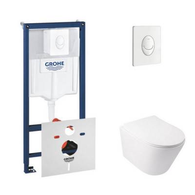 Будкрам купить Набор инсталляция 4 в 1 Grohe Rapid SL 38722001 + унитаз с сиденьем Qtap Swan QT16335178W