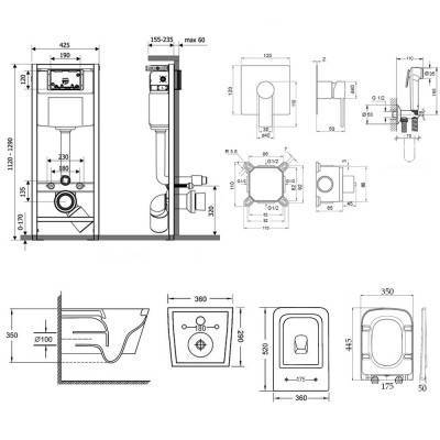 Будкрам купить Комплект Qtap инсталляция Nest M425-M06CRM + унитаз с сиденьем Crow QT05335170W + смеситель скрытого монтажа для биде Form 001AB SQ Комплект Qtap инсталляция Nest M425-M06CRM + унитаз с сиденьем Crow QT05335170W + смеситель скрытого монтажа для биде Form 001AB SQ 4