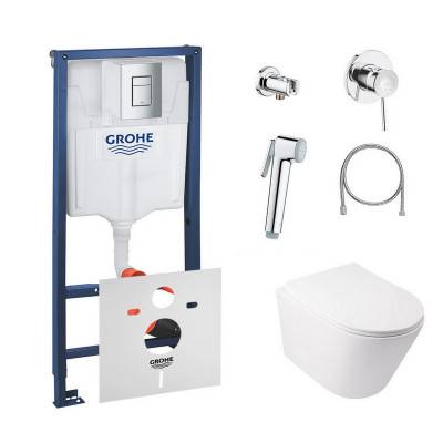 Будкрам купить Комплект инсталляция Grohe Rapid SL 38772001 + унитаз с сиденьем Qtap Swan QT16335178W + набор для гигиенического душа со смесителем Grohe BauClassic 111048