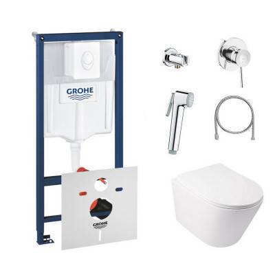 Будкрам купить Комплект инсталляция Grohe Rapid SL 38722001 + унитаз с сиденьем Qtap Swan QT16335178W + набор для гигиенического душа со смесителем Grohe BauClassic 111048
