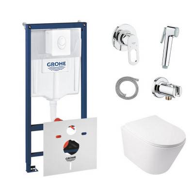 Будкрам купить Комплект инсталляция Grohe Rapid SL 38722001 + унитаз с сиденьем Qtap Swan QT16335178W + набор для гигиенического душа со смесителем Grohe BauLoop 111042
