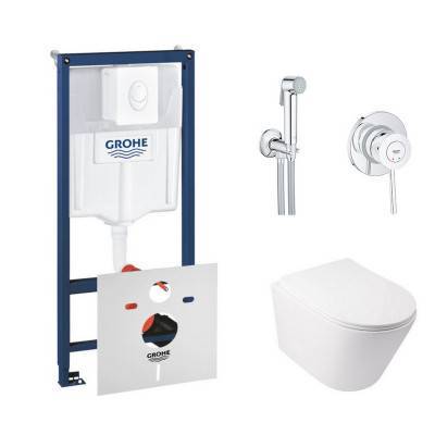 Будкрам купить Комплект инсталляция Grohe Rapid SL 38722001 + унитаз с сиденьем Qtap Swan QT16335178W + набор для гигиенического душа со смесителем Grohe BauClassic 2904800S