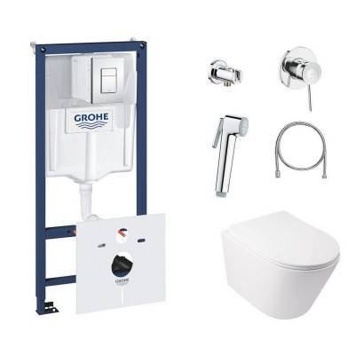 Будкрам купить Комплект инсталляция Grohe Rapid SL 38827000 + унитаз с сиденьем Qtap Swan QT16335178W + набор для гигиенического душа со смесителем Grohe BauClassic 111048