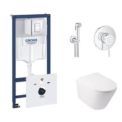 Будкрам купить Комплект инсталляция Grohe Rapid SL 38827000 + унитаз с сиденьем Qtap Swan QT16335178W + набор для гигиенического душа со смесителем Grohe BauClassic 2904800S