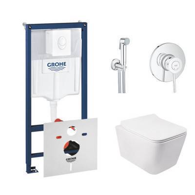Будкрам купить Комплект инсталляция Grohe Rapid SL 38722001 + унитаз с сиденьем Qtap Crow QT05335170W + набор для гигиенического душа со смесителем Grohe BauClassic 2904800S