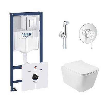 Будкрам купить Комплект инсталляция Grohe Rapid SL 38827000 + унитаз с сиденьем Qtap Crow QT05335170W + набор для гигиенического душа со смесителем Grohe BauClassic 2904800S