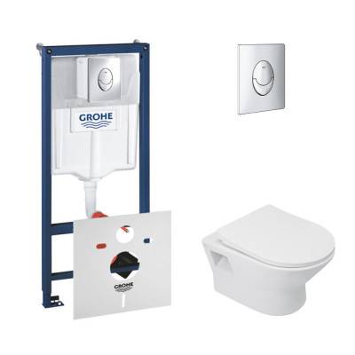 Будкрам купить Набор инсталляция 4 в 1 Grohe Rapid SL 38721001 + унитаз с сиденьем Qtap Lark QT0331159W
