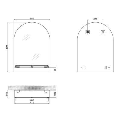 Будкрам купить Зеркало Lidz 140.07.03 500х690х110 с полкой Зеркало Lidz 140.07.03 500х690х110 с полкой 4