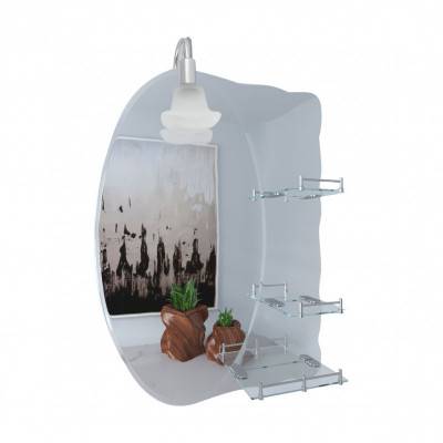 Будкрам купити Дзеркало Lidz 140.07.05 480х675х100 зі світильником та з 3-ма полицями