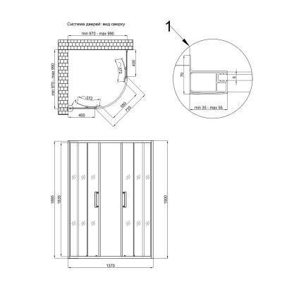 Будкрам купить Душевая кабина Qtap Taurus CRM1011AC6 100х100 см, стекло Clear 6 мм без поддона Душевая кабина Qtap Taurus CRM1011AC6 100х100 см, стекло Clear 6 мм без поддона 4
