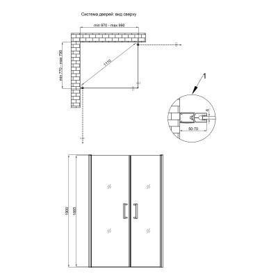 Будкрам купить Душевая кабина Qtap Gemini CRM1018RC6 100х80 см, стекло Clear 6 мм без поддона Душевая кабина Qtap Gemini CRM1018RC6 100х80 см, стекло Clear 6 мм без поддона 4