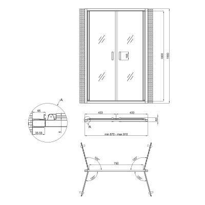 Будкрам купить Душевая дверь в нишу Qtap Gemini CRM209.C6 90х190 см, стекло Clear 6 мм, покрытие CalcLess Душевая дверь в нишу Qtap Gemini CRM209.C6 90х190 см, стекло Clear 6 мм, покрытие CalcLess 4