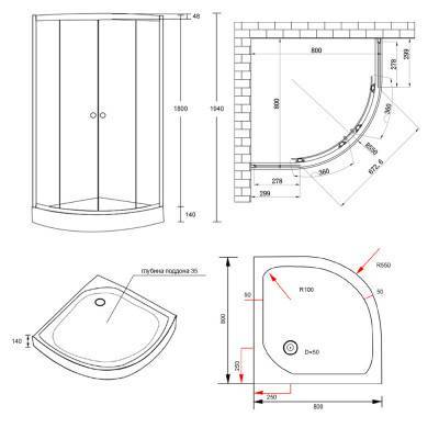 Будкрам купити Душова кабіна Lidz Wieza SC80x80.SAT.LOW.L, скло Linie 4 мм Душова кабіна Lidz Wieza SC80x80.SAT.LOW.L, скло Linie 4 мм 4