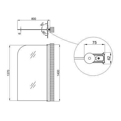 Будкрам купити Штора на ванну Lidz Brama SS80x140R.CRM.FR скло Frost 6 мм, права Штора на ванну Lidz Brama SS80x140R.CRM.FR скло Frost 6 мм, права 4