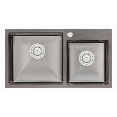 Будкрам купить Кухонная мойка с двумя чашами Qtap S7843BL 2.7/1.0 мм Black (QTS7843BRPVD10)