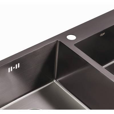 Будкрам купити Кухонна мийка з двома чашами Qtap S7843BL 2.7/1.0 мм Black (QTS7843BRPVD10) Кухонна мийка з двома чашами Qtap S7843BL 2.7/1.0 мм Black (QTS7843BRPVD10) 8