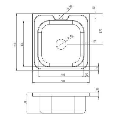 Будкрам купити Кухонна мийка Lidz 5050 0,6 мм Decor (LIDZ5050DEC06) Кухонна мийка Lidz 5050 0,6 мм Decor (LIDZ5050DEC06) 2