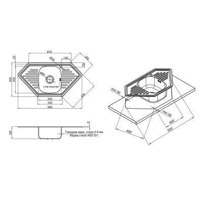 Будкрам купить Кухонная мойка Lidz 9550-D 0,8 мм Decor (LIDZ9550DEC08) Кухонная мойка Lidz 9550-D 0,8 мм Decor (LIDZ9550DEC08) 4