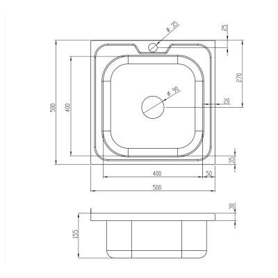 Будкрам купити Кухонна мийка Lidz 5050 0,6 мм Satin (LIDZ5050SAT06) Кухонна мийка Lidz 5050 0,6 мм Satin (LIDZ5050SAT06) 4