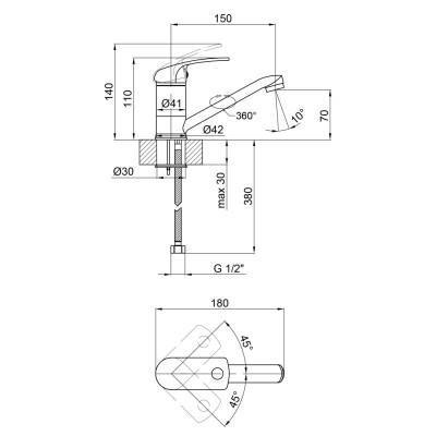 Будкрам купить Смеситель для кухни Lidz (CRM) Mars 81 002M 150 мм Смеситель для кухни Lidz (CRM) Mars 81 002M 150 мм 4