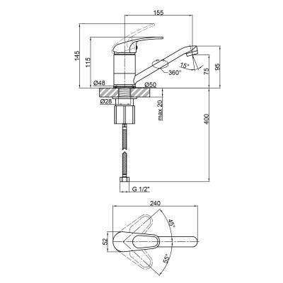 Будкрам купити Змішувач для кухні Lidz (CRM) Cosmos 8000301150 мм Змішувач для кухні Lidz (CRM) Cosmos 8000301150 мм 4