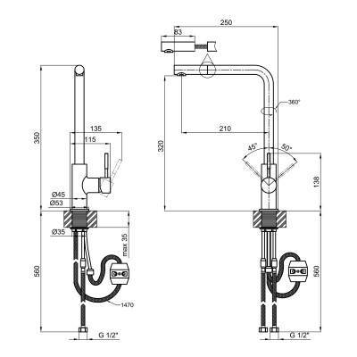 Будкрам купить Смеситель для кухни Lidz (NKS) 12 32 015FL-13 с выдвижным изливом Смеситель для кухни Lidz (NKS) 12 32 015FL-13 с выдвижным изливом 4