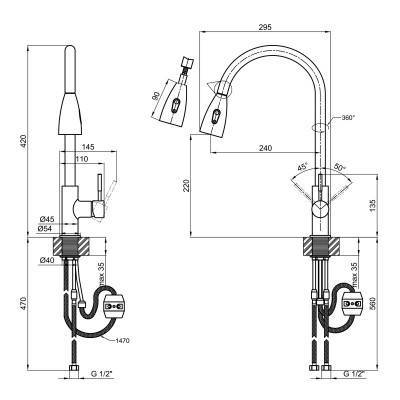 Будкрам купити Змішувач для кухні Lidz (NKS) 12 32 015FL-8 з висувним зливом Змішувач для кухні Lidz (NKS) 12 32 015FL-8 з висувним зливом 4