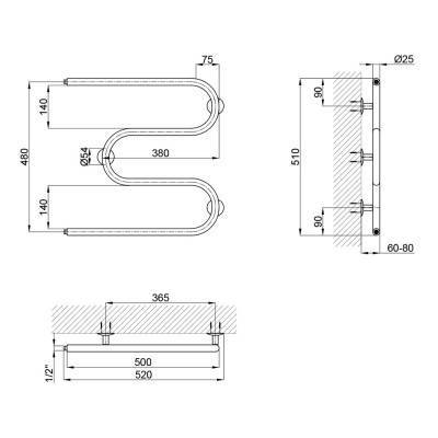 Будкрам купити Сушка для рушників водяна Lidz Snake (CRM) D25х1/2" 500x500 Сушка для рушників водяна Lidz Snake (CRM) D25х1/2" 500x500 4