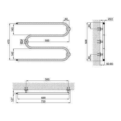 Будкрам купити Сушка для рушників водяна Lidz Snake (CRM) D25х1/2" 500x700 Сушка для рушників водяна Lidz Snake (CRM) D25х1/2" 500x700 4
