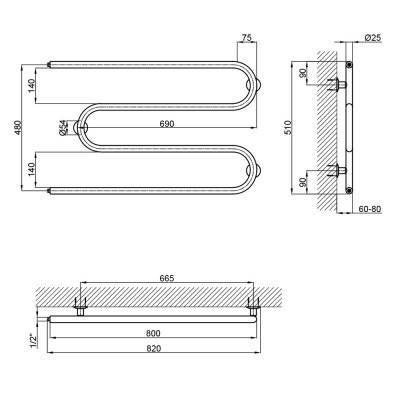 Будкрам купити Сушка для рушників водяна Lidz Snake (CRM) D25х1/2" 500x800 Сушка для рушників водяна Lidz Snake (CRM) D25х1/2" 500x800 4