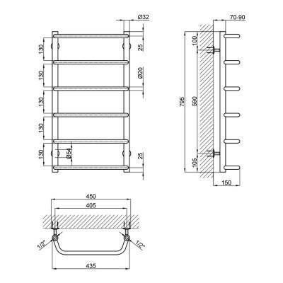 Будкрам купити Сушка для рушників водяна Lidz Standard (CRM) D32/20х1/2" 400x800 P6 Сушка для рушників водяна Lidz Standard (CRM) D32/20х1/2" 400x800 P6 4