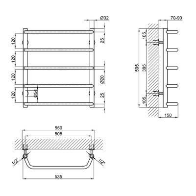 Будкрам купить Полотенцесушитель водяной Lidz Standard (CRM) D32/20х1/2" 500x600 P5 Полотенцесушитель водяной Lidz Standard (CRM) D32/20х1/2" 500x600 P5 4