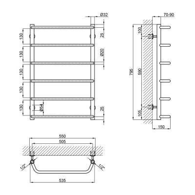 Будкрам купить Полотенцесушитель водяной Lidz Standard (CRM) D32/20х1/2" 500x800 P6 Полотенцесушитель водяной Lidz Standard (CRM) D32/20х1/2" 500x800 P6 4