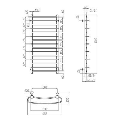 Будкрам купить Полотенцесушитель водяной Lidz Standard (CRM) РЛС D32/20х1/2" 500x1000 P6 Полотенцесушитель водяной Lidz Standard (CRM) РЛС D32/20х1/2" 500x1000 P6 2