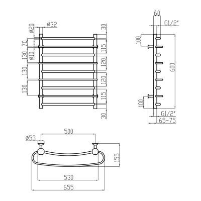 Будкрам купить Полотенцесушитель водяной Lidz Standard (CRM) РЛС D32/20х1/2" 500x600 P4 Полотенцесушитель водяной Lidz Standard (CRM) РЛС D32/20х1/2" 500x600 P4 2