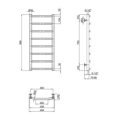 Будкрам купить Полотенцесушитель водяной Lidz Trapezium (CRM) D38/25 400x1000 P8 Полотенцесушитель водяной Lidz Trapezium (CRM) D38/25 400x1000 P8 4