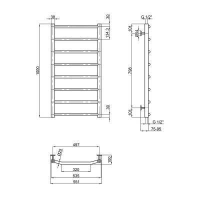 Будкрам купити Сушка для рушників водяна Lidz Trapezium (CRM) D38/25 500x1000 P8 Сушка для рушників водяна Lidz Trapezium (CRM) D38/25 500x1000 P8 4