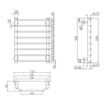 Будкрам купити Сушка для рушників водяна Lidz Trapezium (CRM) D38/25 500x1200 P8 Сушка для рушників водяна Lidz Trapezium (CRM) D38/25 500x1200 P8 4