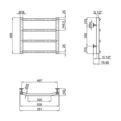 Будкрам купить Полотенцесушитель водяной Lidz Trapezium (CRM) D38/25 500x500 P4 Полотенцесушитель водяной Lidz Trapezium (CRM) D38/25 500x500 P4 4
