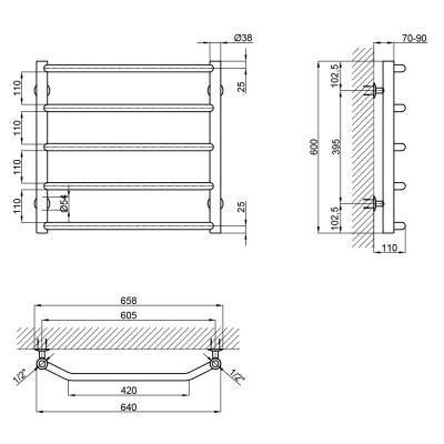 Будкрам купить Полотенцесушитель водяной Lidz Trapezium (CRM) D38/25 600x600 P5 Полотенцесушитель водяной Lidz Trapezium (CRM) D38/25 600x600 P5 4