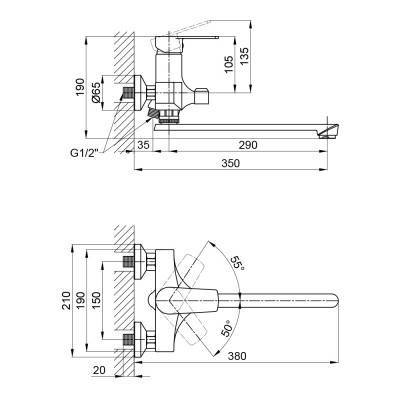 Будкрам купить Смеситель для ванны Brinex 35W 005 Смеситель для ванны Brinex 35W 005 4