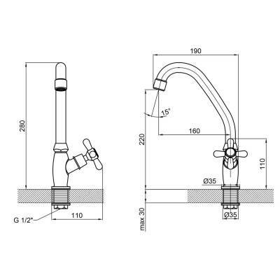 Будкрам купити Кран на воду для кухні Lidz (CRM) Dominox 15 269F Кран на воду для кухні Lidz (CRM) Dominox 15 269F 4
