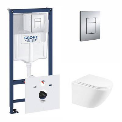 Будкрам купить Набор инсталляция 5 в 1 Grohe Rapid SL 38827000 + унитаз с сиденьем Qtap Robin QT1333046ENRW