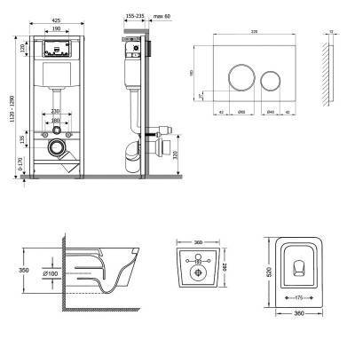 Будкрам купить Набор Qtap инсталляция 3 в 1 Nest QT0133M425 с панелью смыва круглой QT0111M11112CRM + унитаз с сиденьем Crow QT05335170W Набор Qtap инсталляция 3 в 1 Nest QT0133M425 с панелью смыва круглой QT0111M11112CRM + унитаз с сиденьем Crow QT05335170W 4