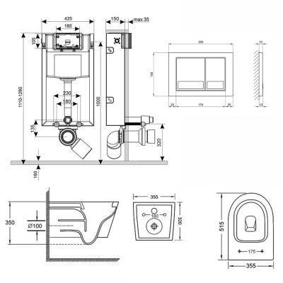 Будкрам купить Набор Qtap инсталляция 3 в 1 Nest QT0133M425 с панелью смыва квадратной QT0111M06029SAT + унитаз с сиденьем Swan QT16335178W Набор Qtap инсталляция 3 в 1 Nest QT0133M425 с панелью смыва квадратной QT0111M06029SAT + унитаз с сиденьем Swan QT16335178W 4