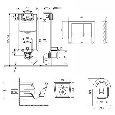 Будкрам купить Набор Qtap инсталляция 3 в 1 Nest QT0133M425 с панелью смыва квадратной QT0111M06029SAT + унитаз с сиденьем Jay QT07335176W Набор Qtap инсталляция 3 в 1 Nest QT0133M425 с панелью смыва квадратной QT0111M06029SAT + унитаз с сиденьем Jay QT07335176W 4