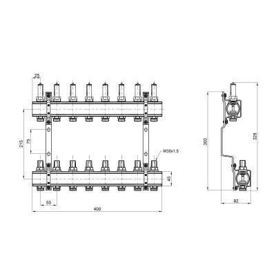 Будкрам купить Коллектор с расходомерами SD Forte 1" 8 выходов SF001W8 Коллектор с расходомерами SD Forte 1" 8 выходов SF001W8 3