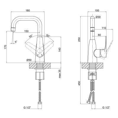 Будкрам купить Смеситель для раковины Qtap Terezin 9024101FC Смеситель для раковины Qtap Terezin 9024101FC 2